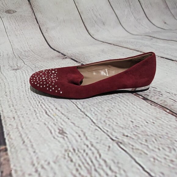 FRANCO SARTO Red Suede Rhinestone Embellished Loafer Shoe 7.5 NEW - Picture 5 of 11